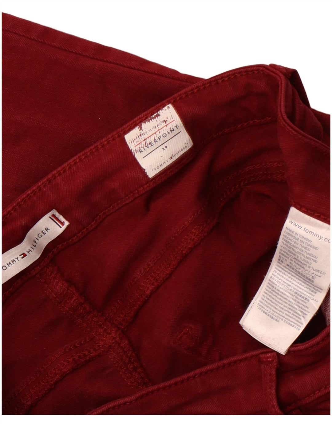 Damskie jeansy skinny Riverpoint TOMMY HILFIGER W29 L28 Burgundowa bawełna