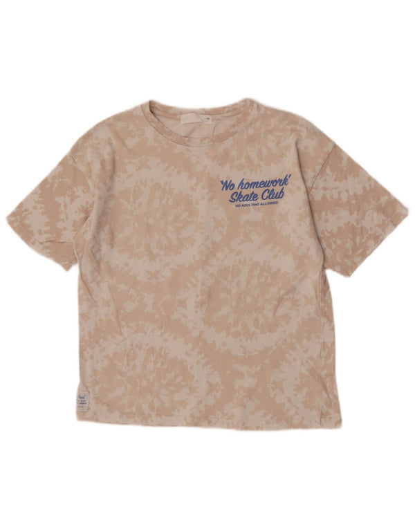Chłopięcy T-shirt z grafiką Zara 8-9 lat, beżowy, bawełniany Tie Dye