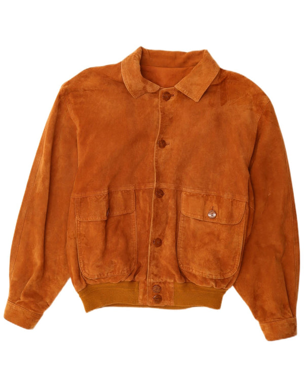 Męska zamszowa kurtka bomberka VINTAGE IT 52 XL w kolorze beżowej skóry