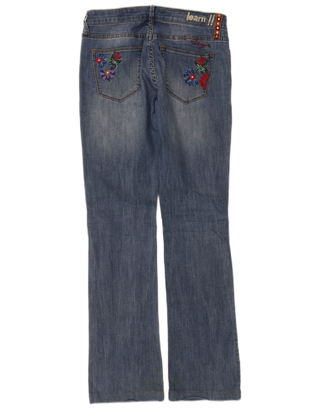 Damskie jeansy Bootcut Desigual W32 L32 Niebieskie kwiaty