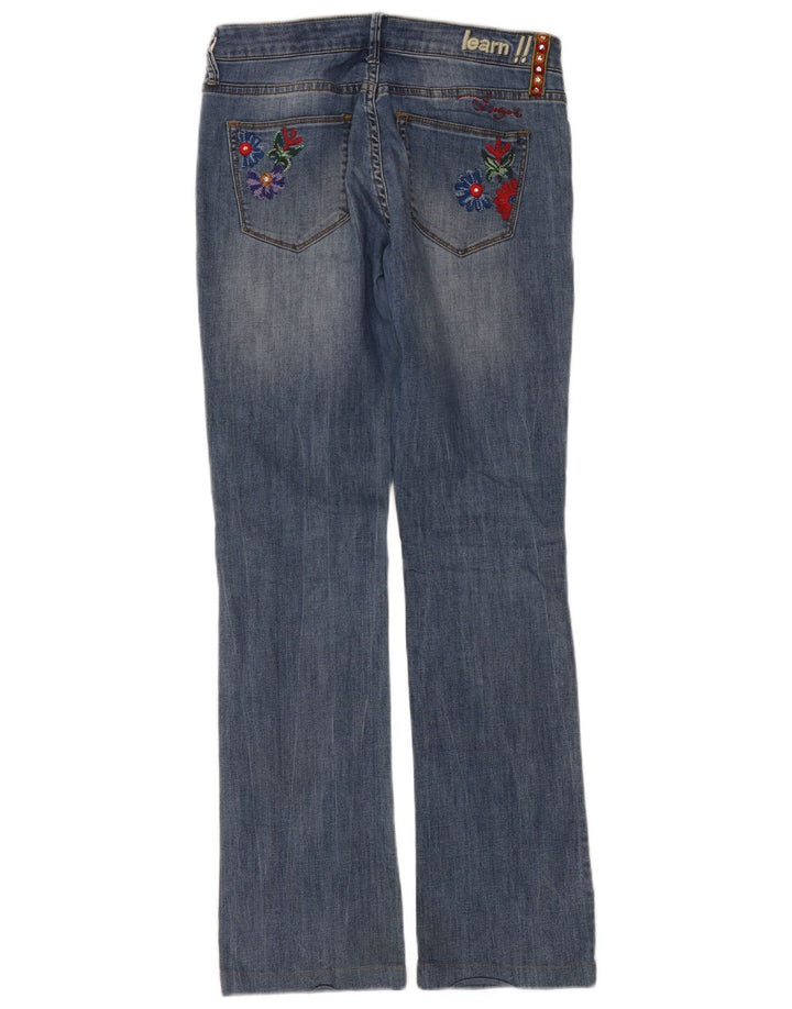 Damskie jeansy Bootcut Desigual W32 L32 Niebieskie kwiaty