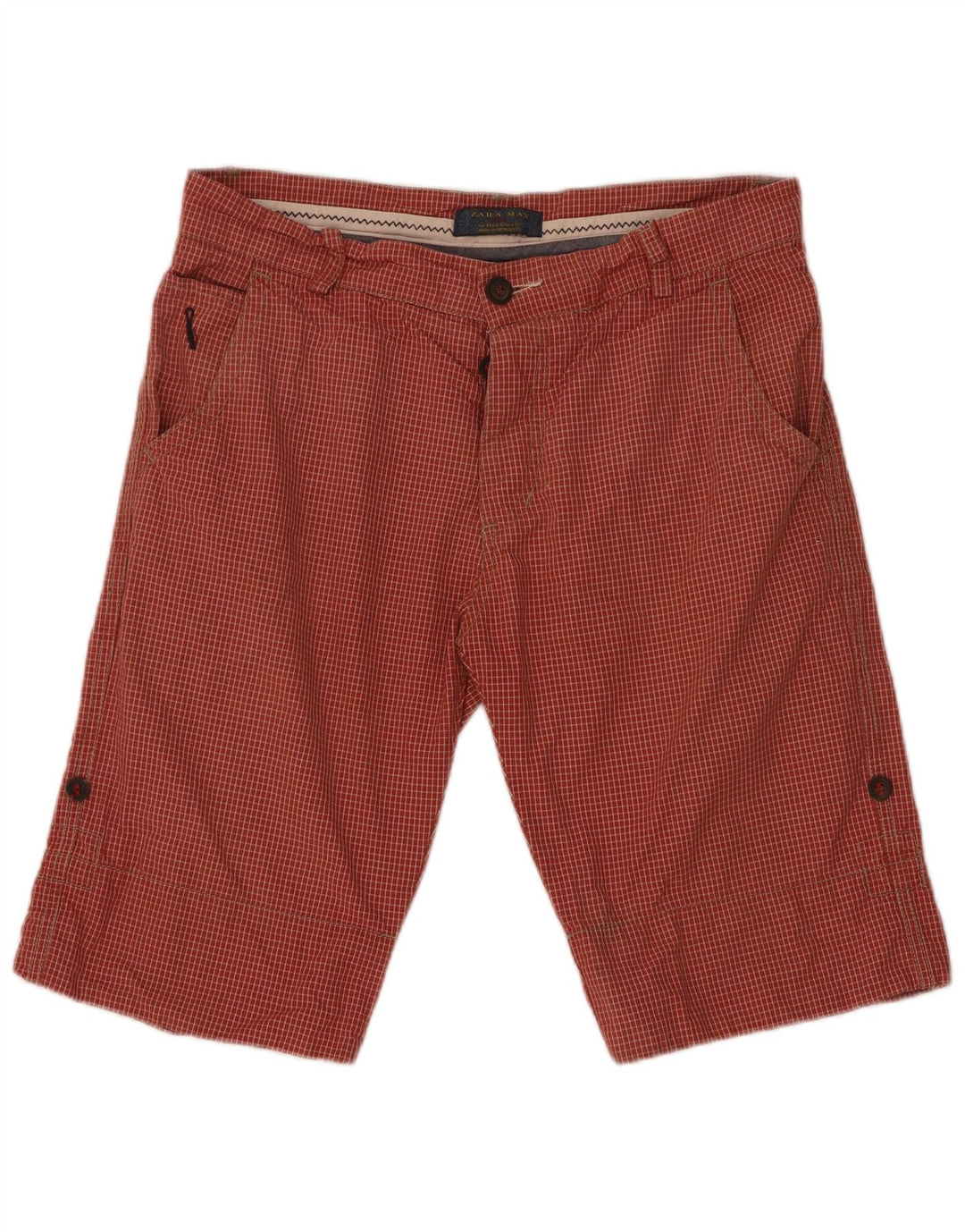 Męskie spodenki chino Zara EU 42 Large W32, bawełniana czerwona krata