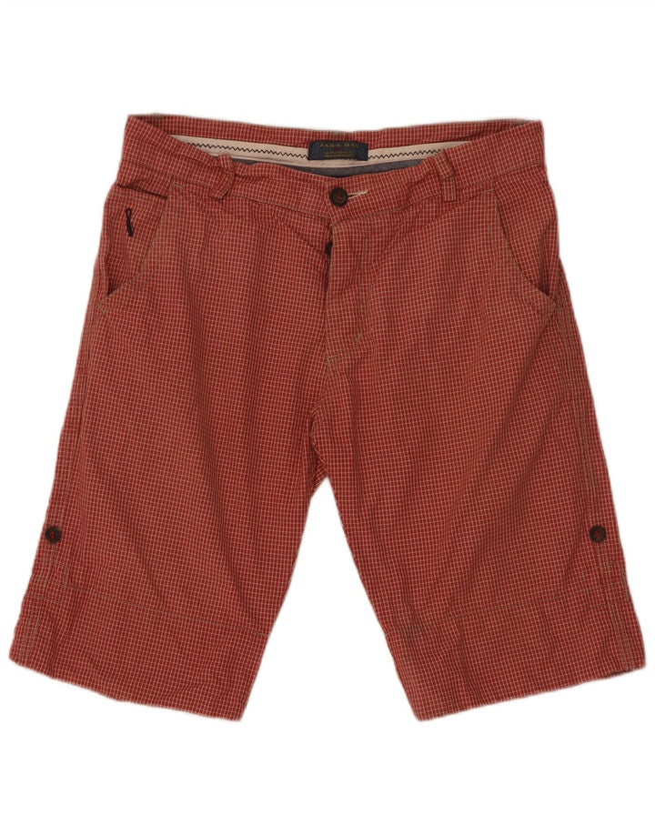 Męskie spodenki chino Zara EU 42 Large W32, bawełniana czerwona krata