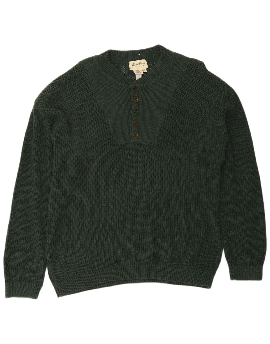 Męski sweter zapinany na guziki Eddie Bauer, duży, zielony, bawełniany