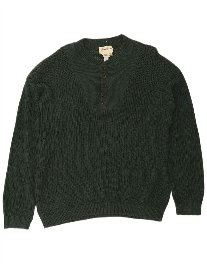 Męski sweter zapinany na guziki Eddie Bauer, duży, zielony, bawełniany