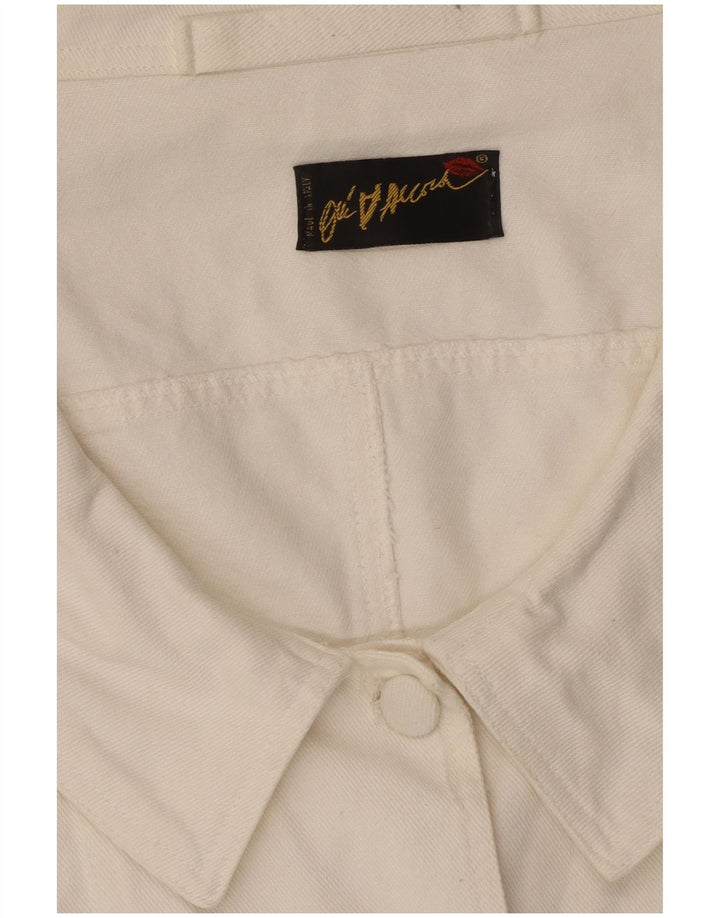 Bluzka damska z krótkim rękawem w stylu vintage, UK 12, średnia biel