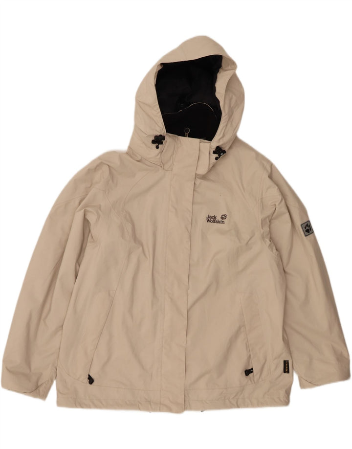 Damska kurtka przeciwdeszczowa z kapturem JACK WOLFSKIN UK 18/20 XL Beżowy poliester