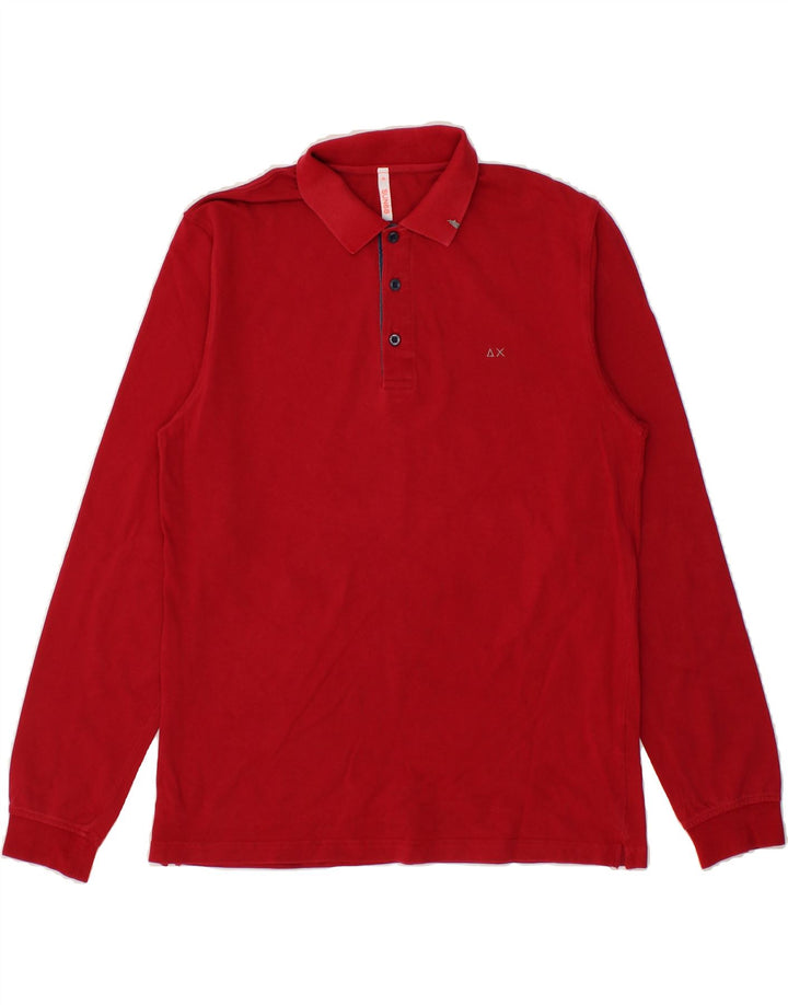 SUN68 Mens Long Sleeve Polo Shirt XL Red Vintage Sun68 and Second-Hand Sun68 from Messina Hembry 