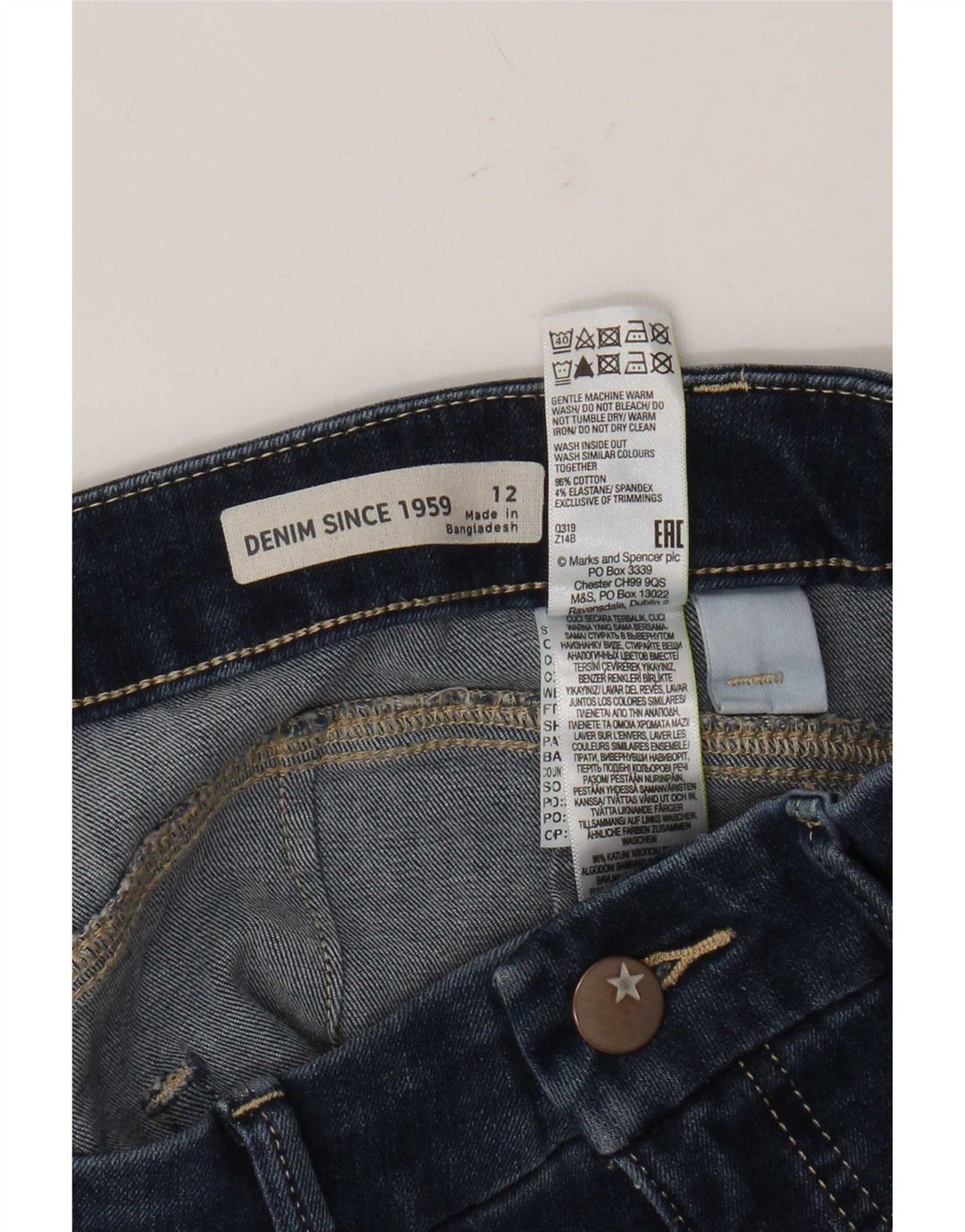 Damskie spodenki jeansowe Marks & Spencer UK 12 Medium W32, niebieskie, bawełniane
