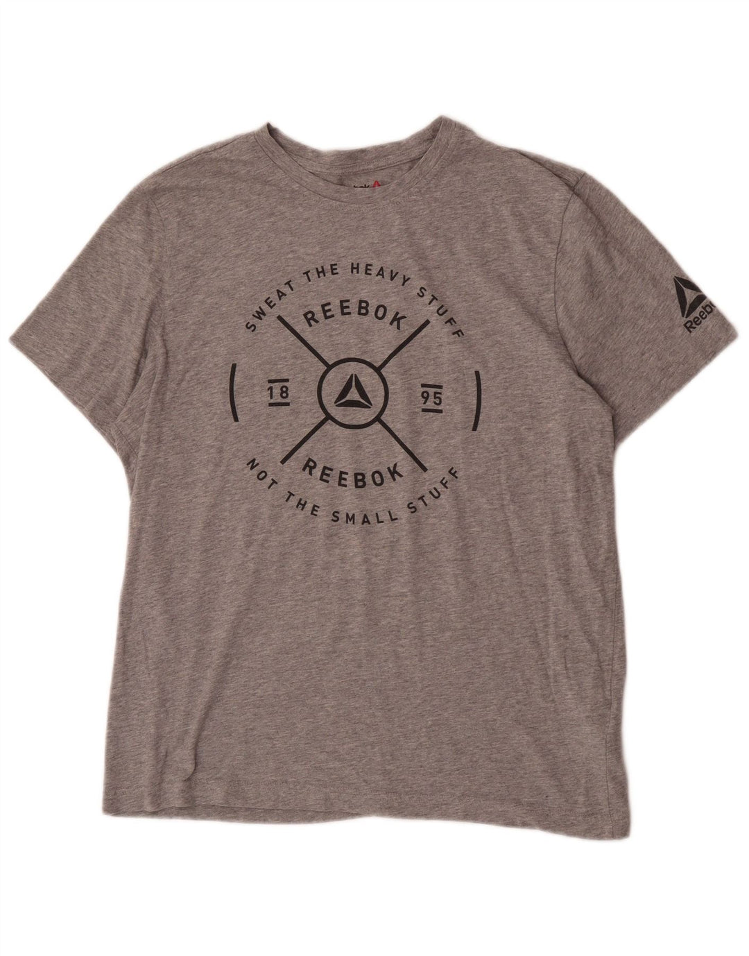 Męski T-shirt Reebok z grafiką, duży, szary, bawełniany