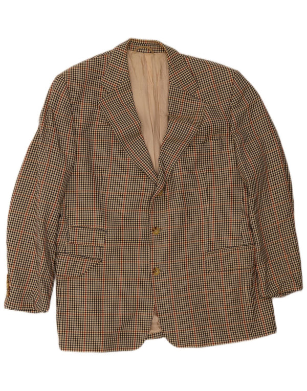 Burberrys Mens 2 Button Blazer Jacket UK 38 Medium Beige Houndstooth