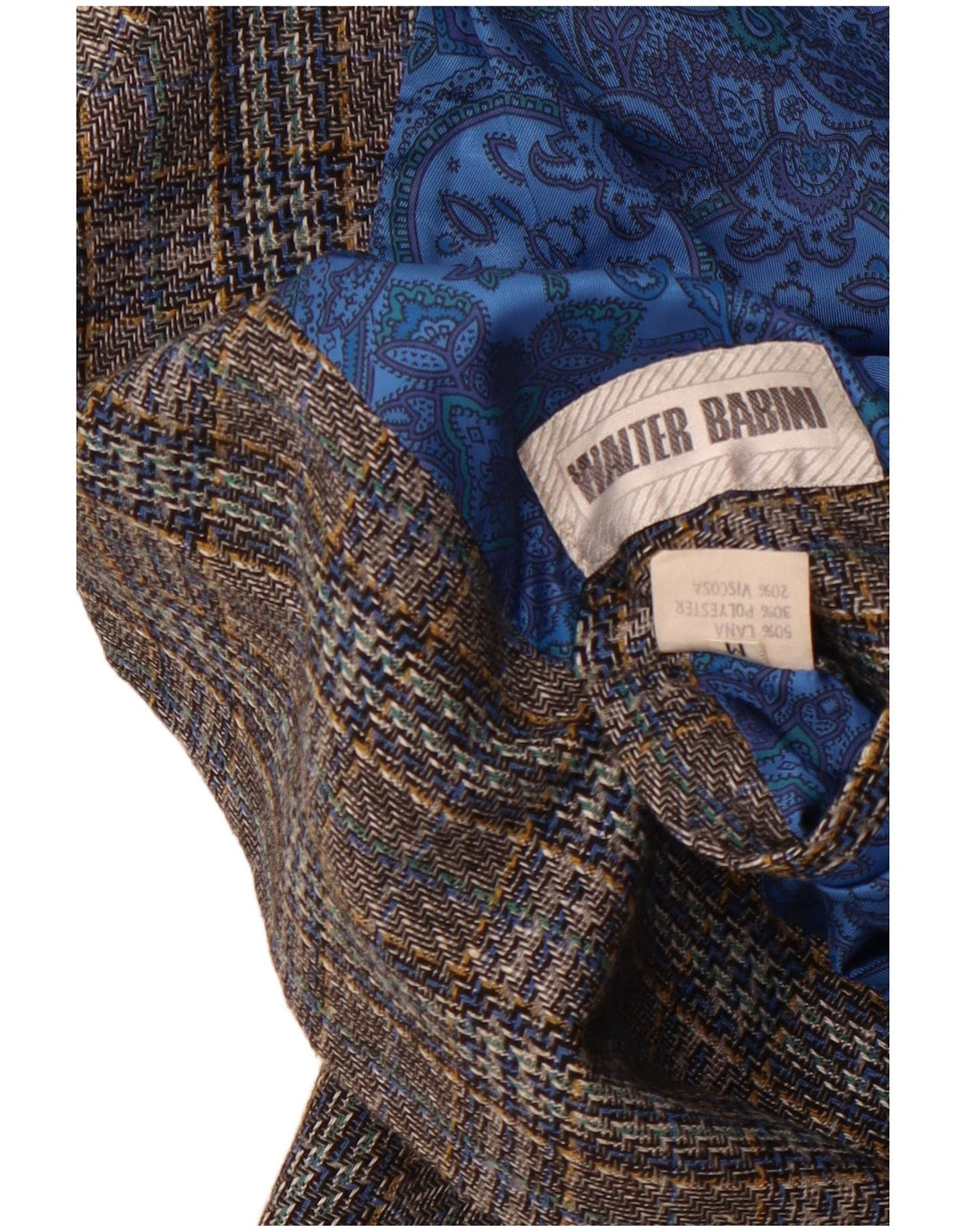 Vintage męska marynarka zapinana na 2 guziki UK 38, średnia szara wełna w kratkę