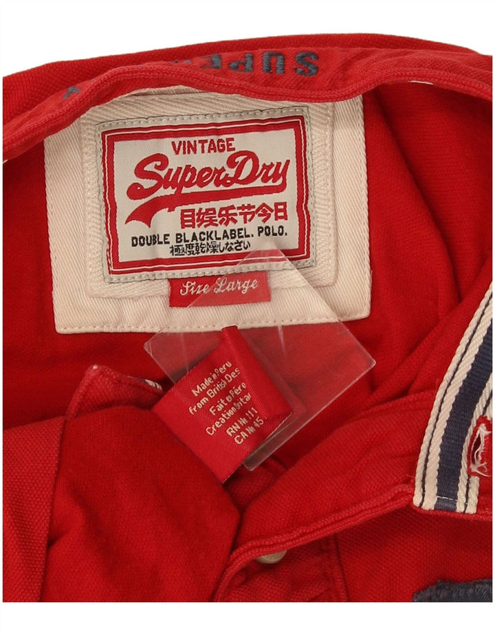 Męska koszulka polo Superdry z grafiką, duża, czerwona, bawełniana