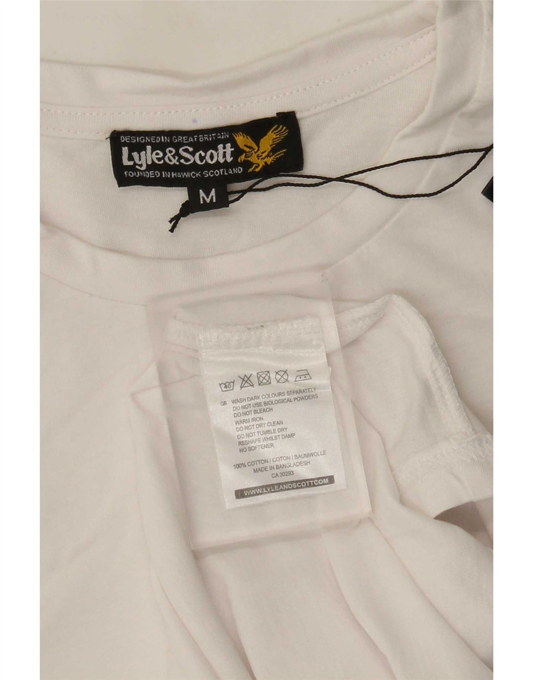Lyle & Scott Męski T-shirt Top, średni, biały, bawełniany