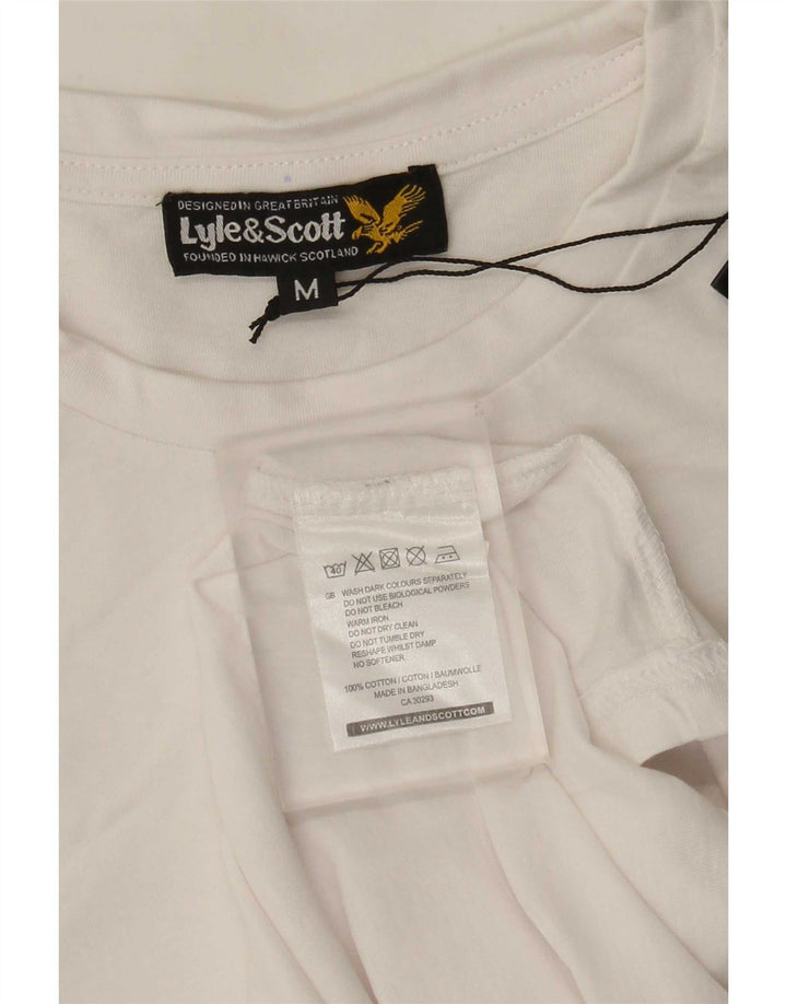 Lyle & Scott Męski T-shirt Top, średni, biały, bawełniany