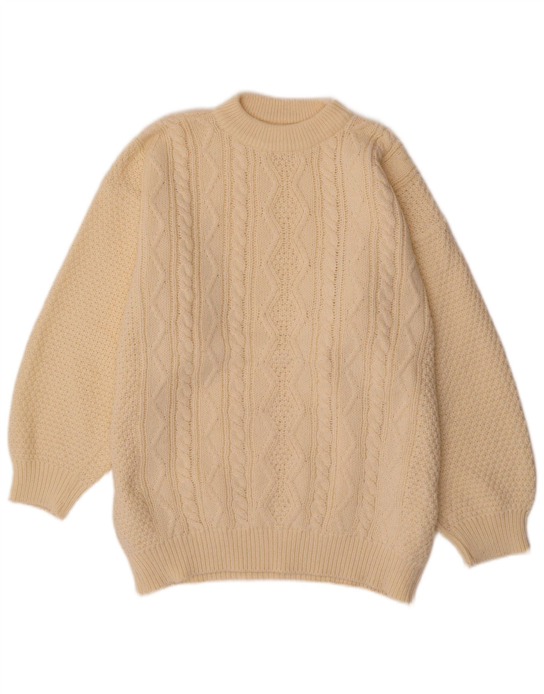 Damski sweter z okrągłym dekoltem VINTAGE UK 20 2XL Off White Poliakryl