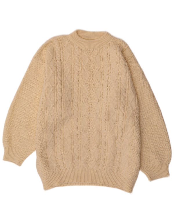 Damski sweter z okrągłym dekoltem VINTAGE UK 20 2XL Off White Poliakryl