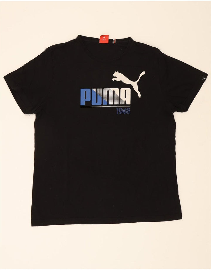 PUMA Mens Graphic T-Shirt Top XL Black Vintage Puma and Second-Hand Puma from Messina Hembry 