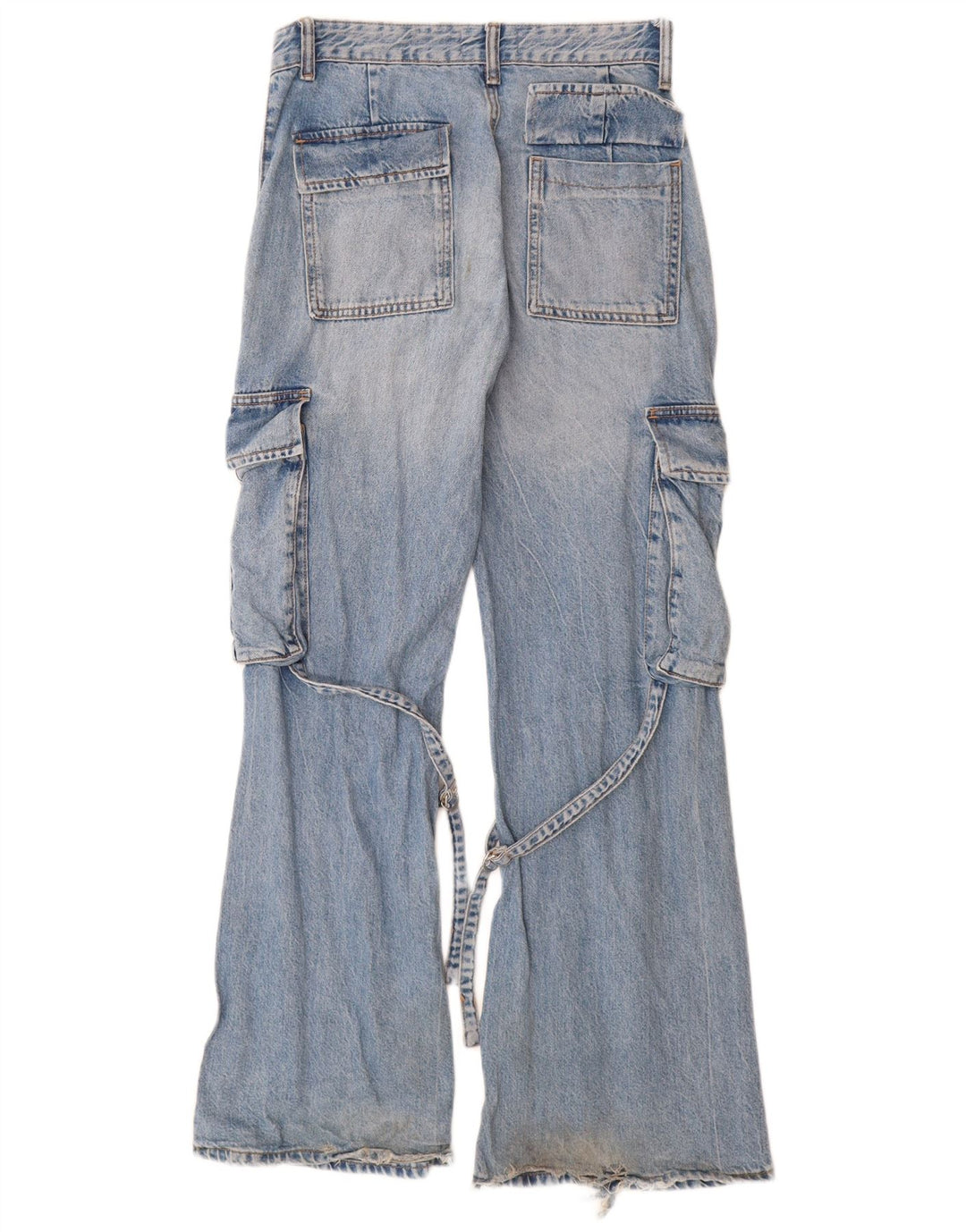 Damskie dżinsy cargo ZARA rozkloszowane EU 34 2XS W24 L32 Niebieskie bawełniane