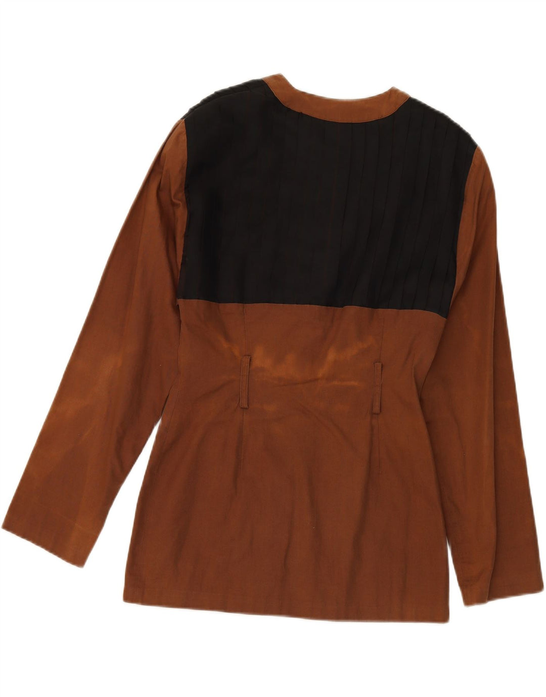 VINTAGE Womens 6 Button Blazer Jacket IT 46 Large Brown Colourblock Cotton Vintage Vintage and Second-Hand Vintage from Messina Hembry 