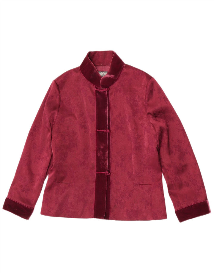 Blunauta Damska marynarka oversize zapinana na 3 guziki IT 38 XS Burgundowo-kwiatowa