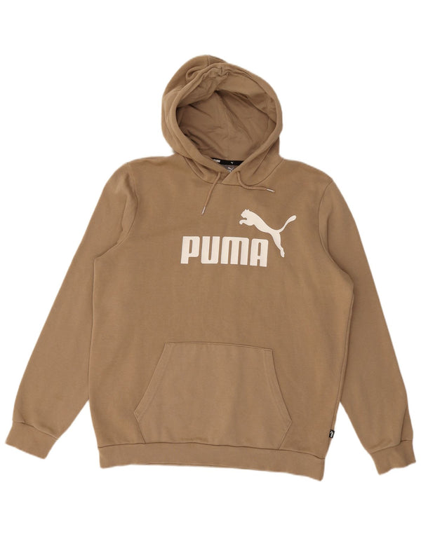 Męski sweter z kapturem i grafiką PUMA, średnio beżowy, bawełniany