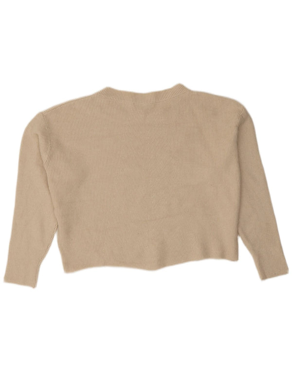 Damski sweter Zara Crop Oversize z dekoltem w łódkę UK 10 Small Beige