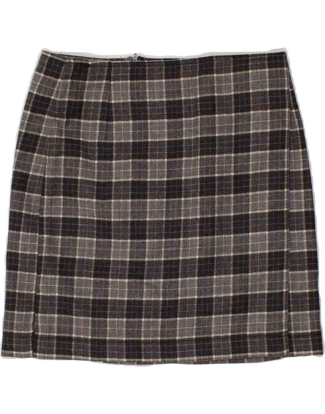 VINTAGE Womens Mini Straight Skirt UK 12 Medium W28 Grey Check Polyacrylic Vintage Vintage and Second-Hand Vintage from Messina Hembry 