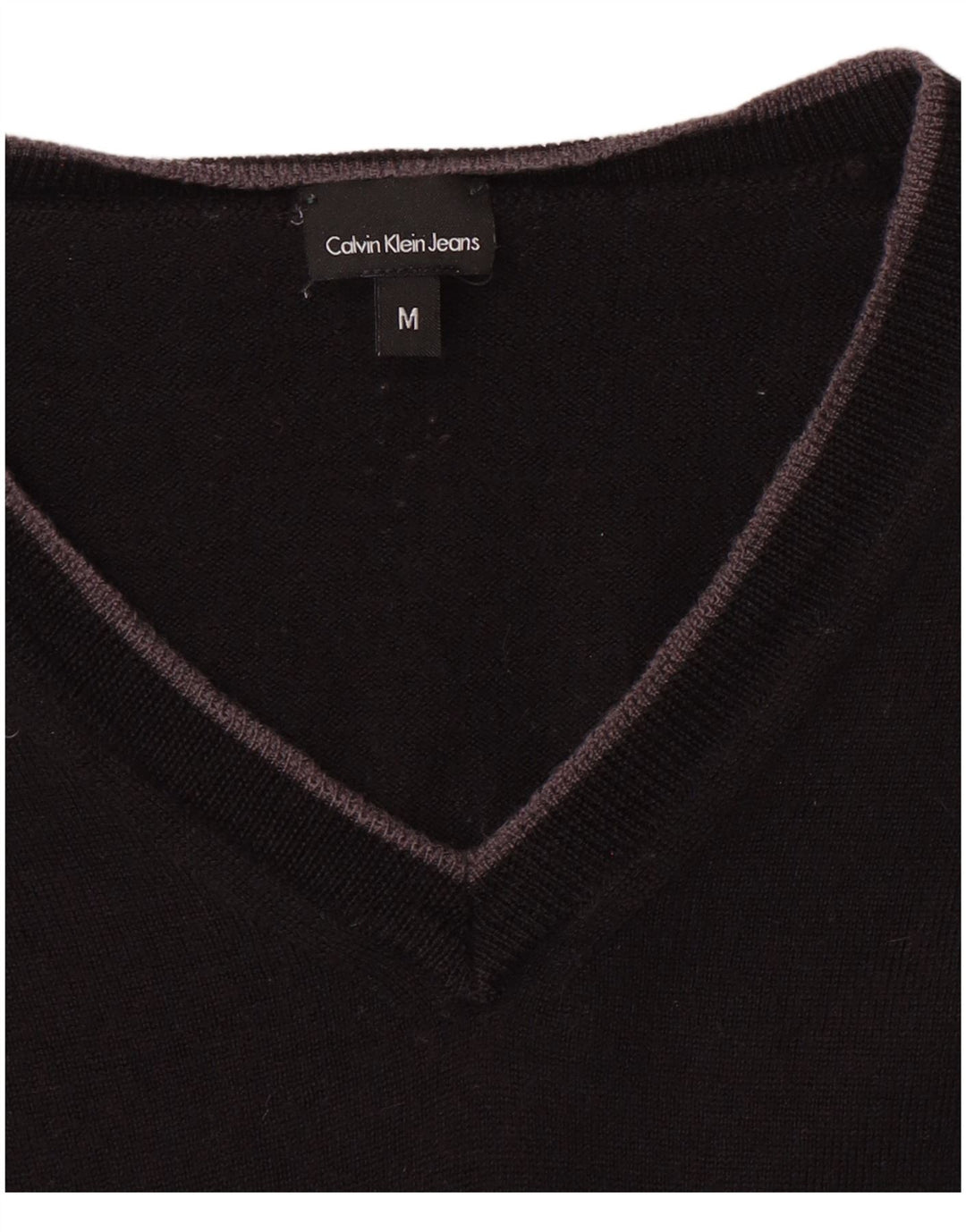 CALVIN KLEIN JEANS Womens V-Neck Jumper Sweater UK 14 Medium Black