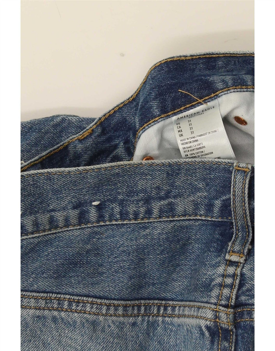 Męskie spodenki jeansowe American Eagle w trudnej sytuacji W31 Średnioniebieskie bawełniane