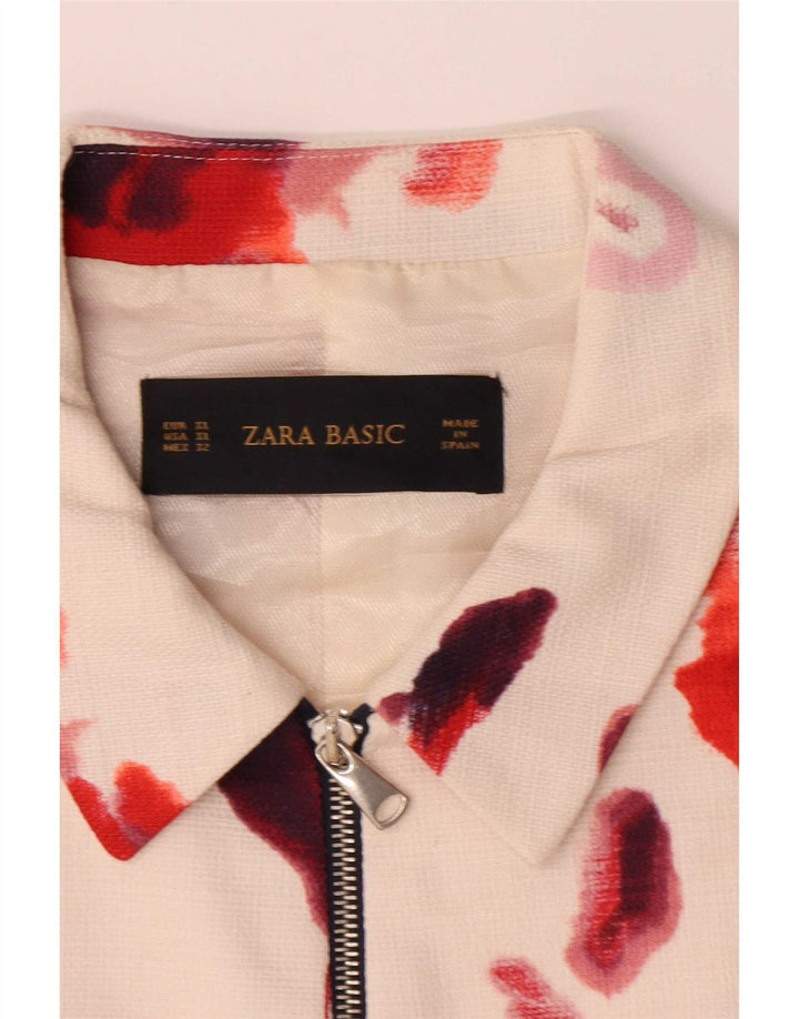 Damska kurtka bomberka Zara UK 18 XL, biała, bawełniana w kwiaty