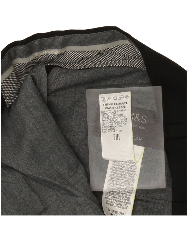 Marks & Spencer Damskie proste spodnie garniturowe W36 L29 Czarna wełna