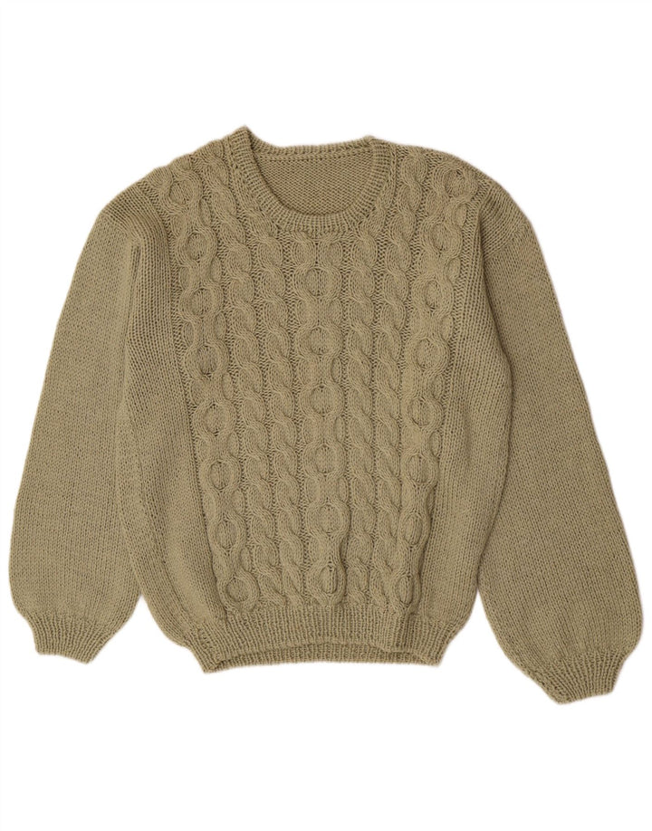 Vintage męski sweter z okrągłym dekoltem, duży, zielony