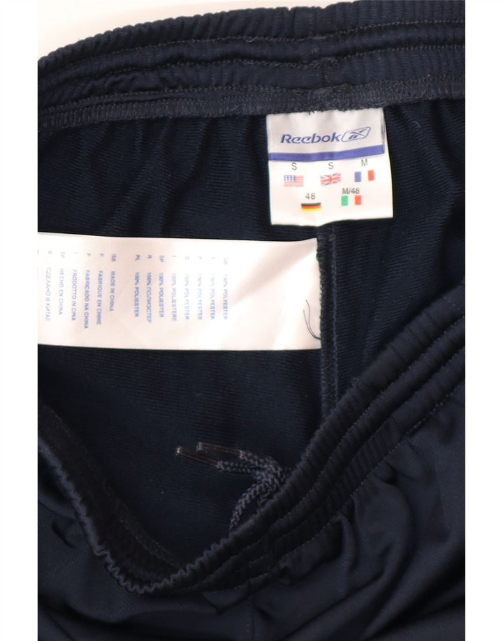 Męskie spodnie dresowe Reebok, małe, granatowe, z poliestru w blokach kolorów