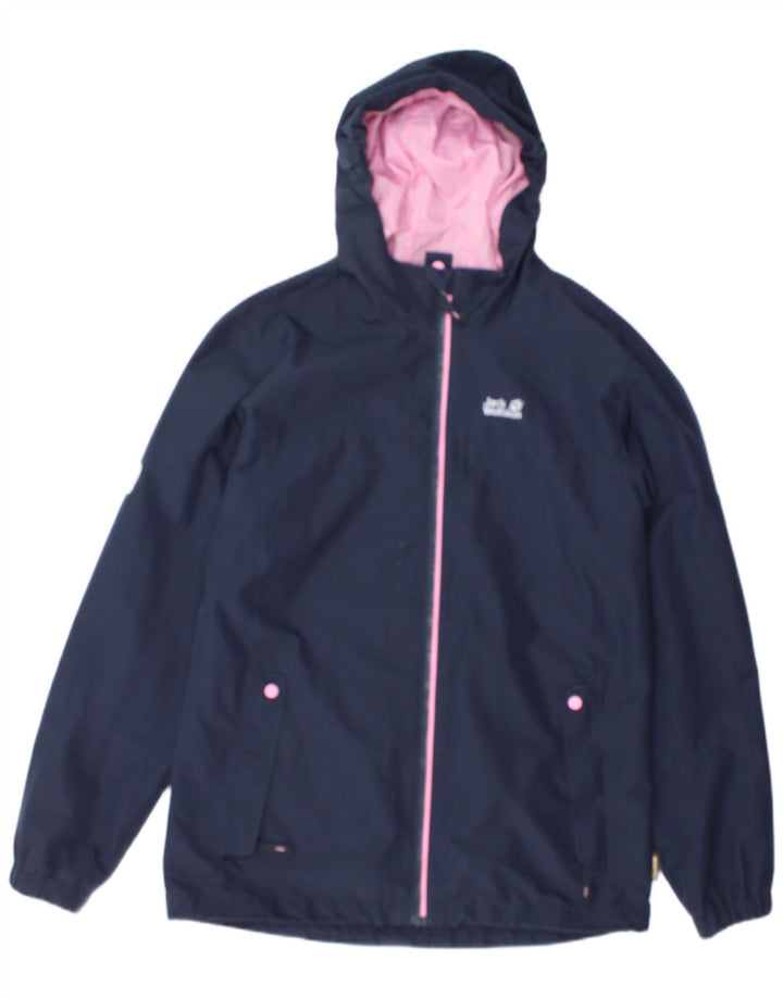 Dziewczęca kurtka przeciwdeszczowa z kapturem Jack Wolfskin 14-15 lat, granatowa, poliester