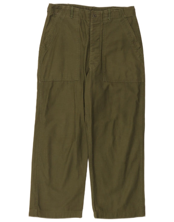 Męskie spodnie casual z szerokimi nogawkami w stylu vintage, średnie W32 L26, bawełna khaki