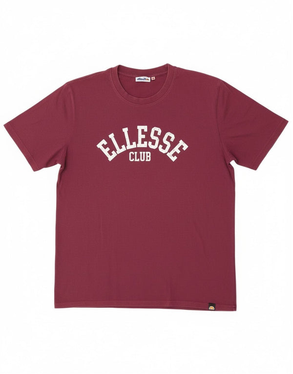 Męski T-shirt z grafiką Ellesse, duży, bordowy, bawełniany