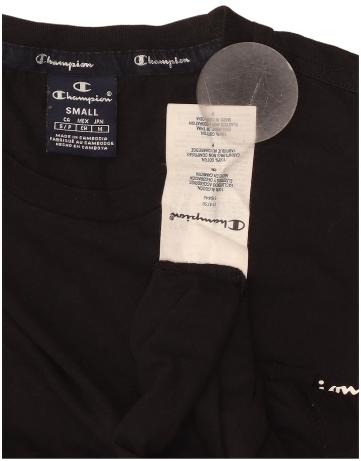 Męski top CHAMPION z długim rękawem, mały, czarny, bawełniany