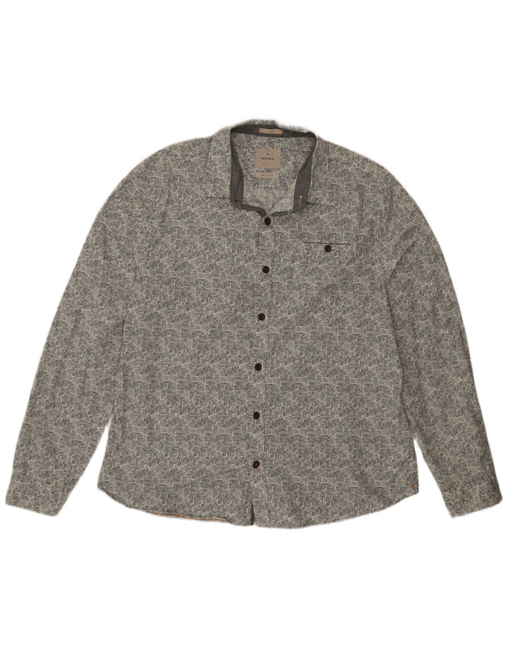 Koszula męska slim fit White Stuff 2XL, niebieska, geometryczna bawełna