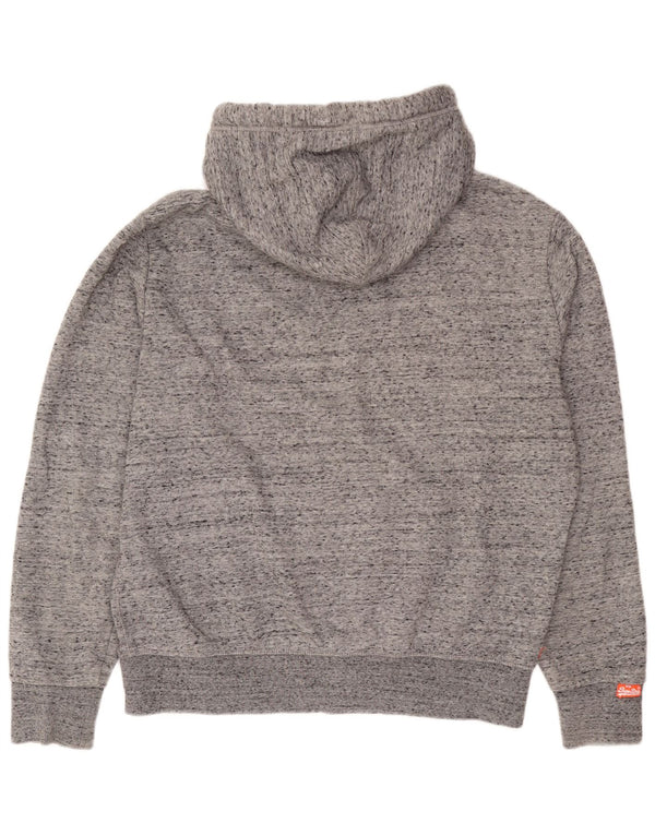 Męski sweter z kapturem i zamkiem Superdry, 2XL, szara, bawełniana w plamki