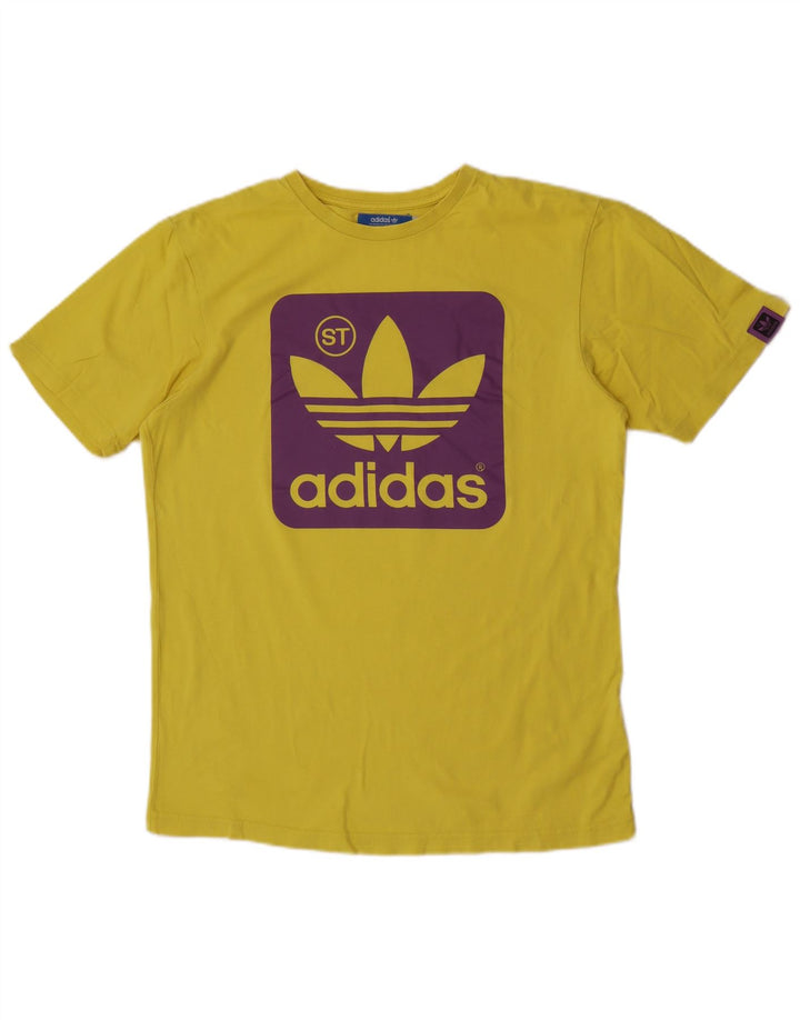 Męska koszulka z grafiką Adidas, średnia, żółta bawełna