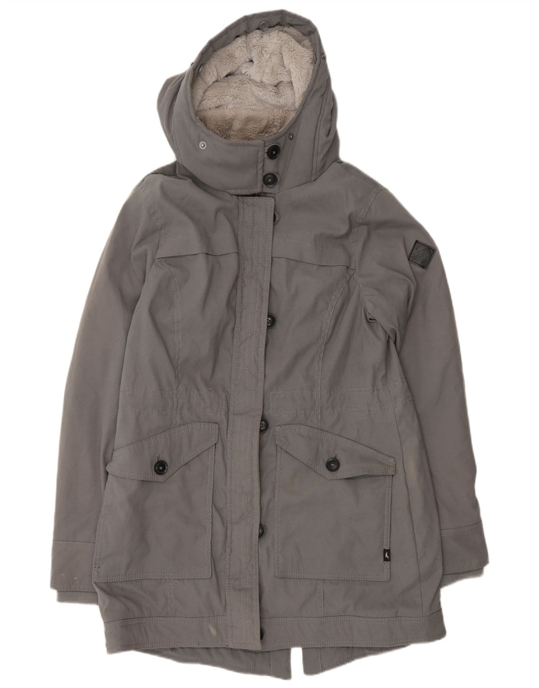 Damska kurtka Hollister Sherpa Parka z kapturem UK 14, średni szary poliester