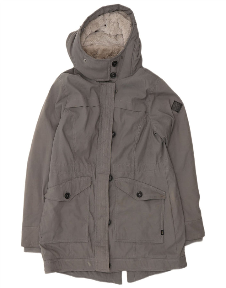 Damska kurtka Hollister Sherpa Parka z kapturem UK 14, średni szary poliester