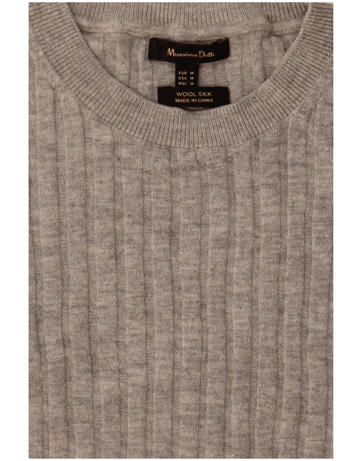 Sweter damski Massimo Dutti z okrągłym dekoltem UK 12, średnioszary, wełniany