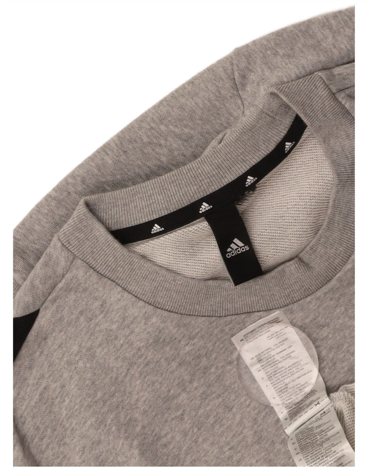 ADIDAS Mens Graphic Sweatshirt Jumper Small Grey Colourblock Cotton