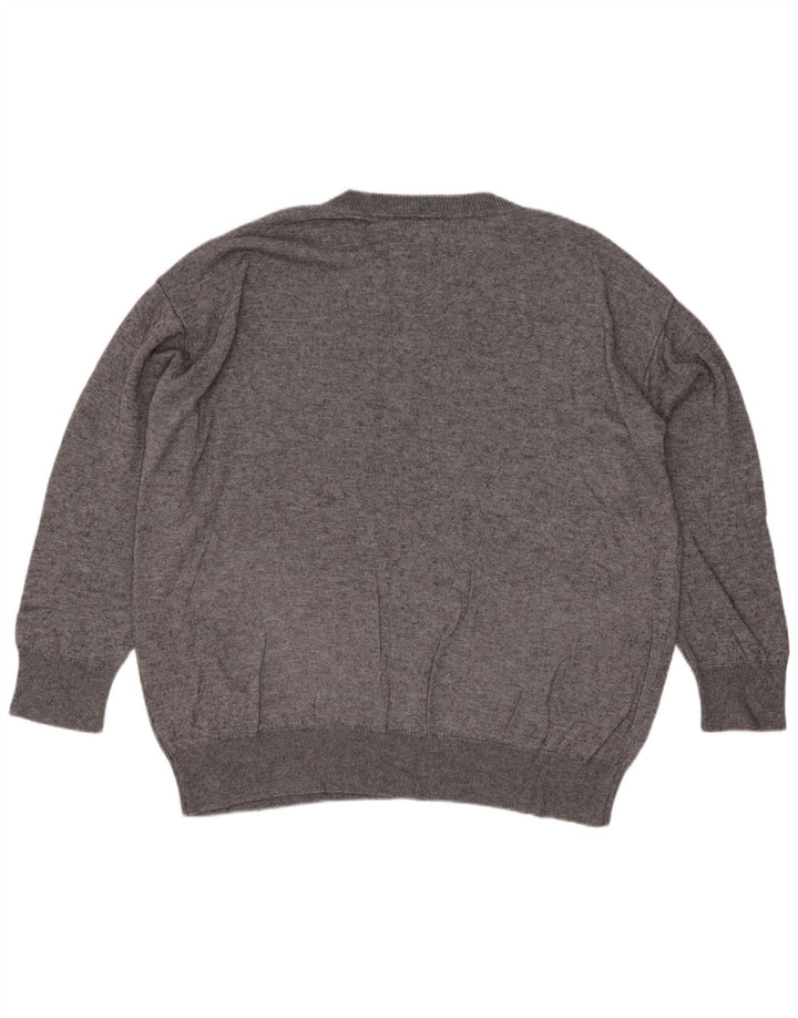 Męski sweter Massimo Dutti o luźnym kroju z okrągłym dekoltem i małą szarą wiskozą