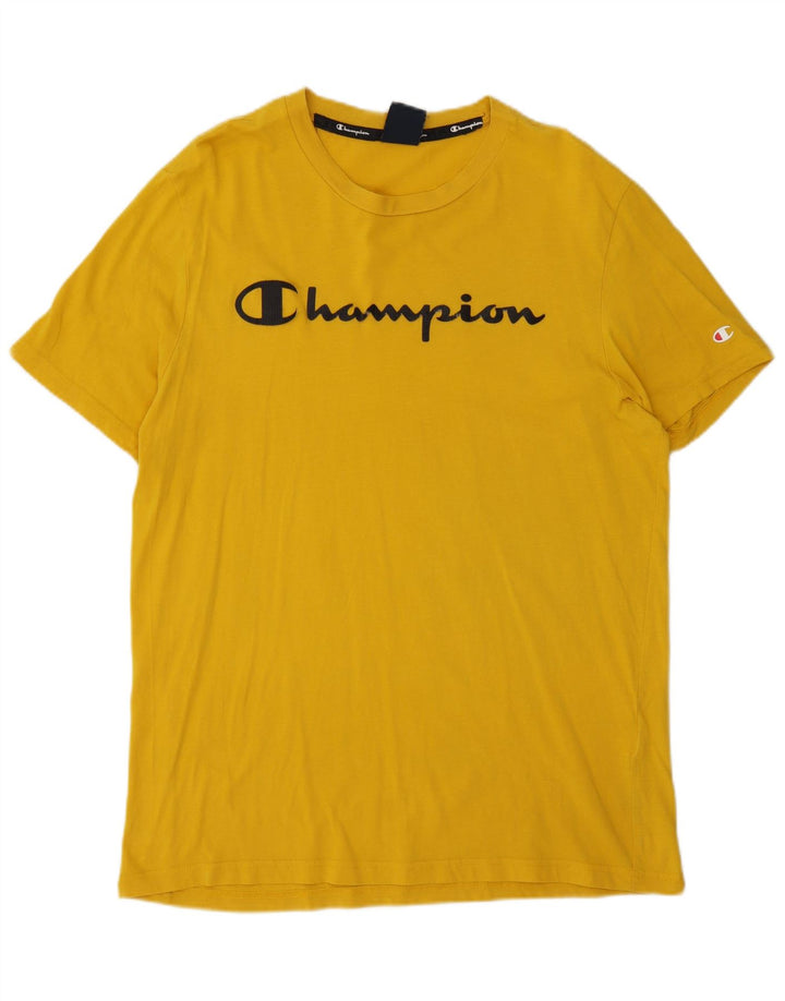 Męski T-shirt Champion z grafiką, średni żółty