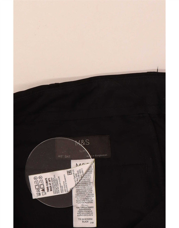 Męskie spodnie typu slim chino Marks & Spencer W40 L29, czarny poliester