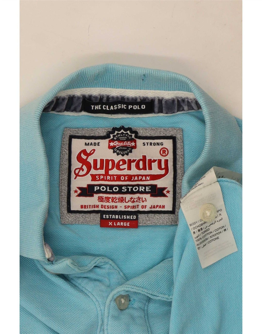 Męska koszulka polo Superdry z grafiką XL, niebieska, bawełniana