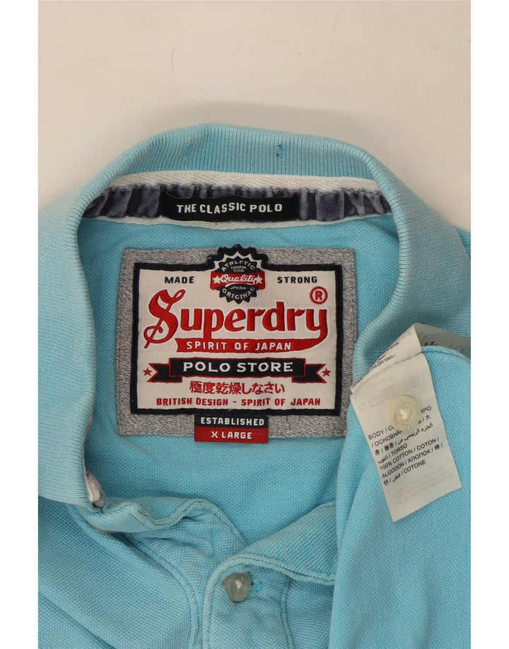 Męska koszulka polo Superdry z grafiką XL, niebieska, bawełniana